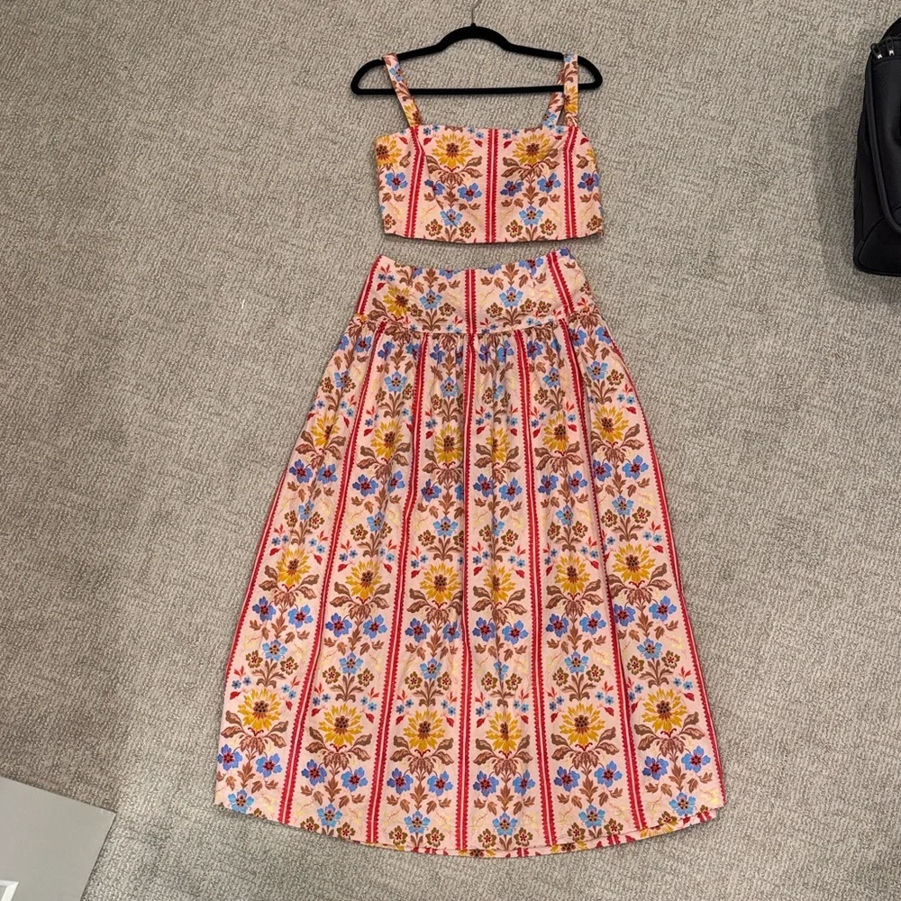 Hill House Floral Midi Skirt/Crop Top Set - Picture 1 of 3